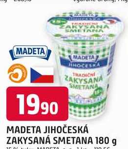 Madeta Jihočeská tradiční zakysaná smetana 15 % 180g