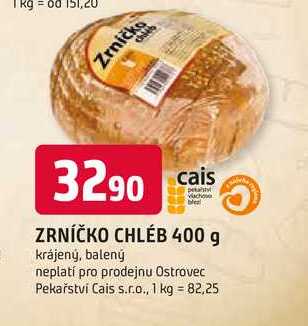 ZRNÍČKO CHLÉB 400 g krájený, balený 