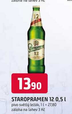 STAROPRAMEN 12° 0,5l pivo světlý ležák