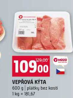 VEPŘOVÁ KÝTA 600 g plátky bez kosti