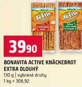 BONAVITA ACTIVE KNÄCKEBROT EXTRA DLOUHÝ 130 g vybrané druhy 
