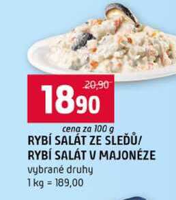 RYBÍ SALÁT ZE SLEĎŮ RYBÍ SALÁT V MAJONÉZE vybrané druhy 