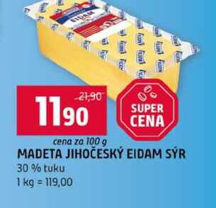 MADETA JIHOČESKÝ EIDAM SÝR 30% tuku 100g