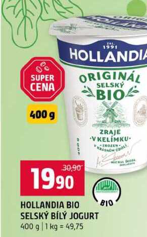 HOLLANDIA BIO SELSKÝ BÍLÝ JOGURT 400 g 