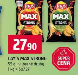 LAY'S MAX STRONG 55 g vybrané druhy 