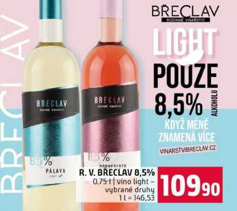 R. V. BŘECLAV 8,5% 0,75l tvino light vybrané druhy