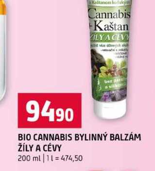 BIO CANNABIS BYLINNÝ BALZÁM ŽÍLY A CÉVY 200 ml