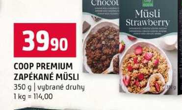 COOP PREMIUM ZAPÉKANÉ MÜSLI 350 g vybrané druhy