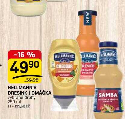 HELLMANN'S DRESINK | OMÁČKA vybrané druhy 250 ml 