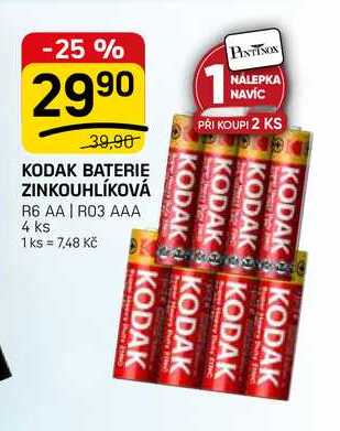 KODAK BATERIE ZINKOUHLÍKOVÁ R6 AA | R03 AAA 4 ks