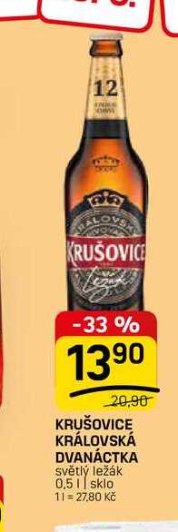 KRUŠOVICE KRÁLOVSKÁ DVANÁCTKA světlý ležák 0,5l