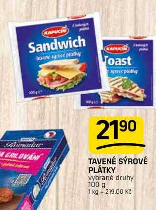 TAVENÉ SÝROVÉ PLÁTKY vybrané druhy 100 g 