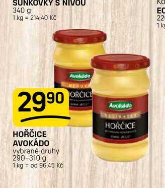 HOŘČICE AVOKÁDO vybrané druhy 290-310 g 