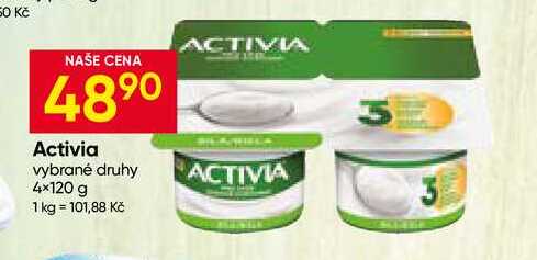 Activia vybrané druhy 4×120 g 
