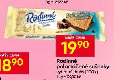 Rodinné polomáčené sušenky vybrané druhy 100 g 