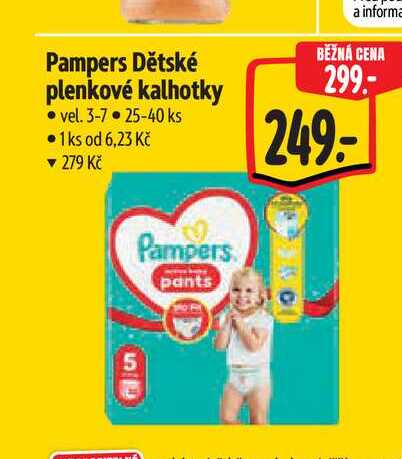 Pampers Dětské plenkové kalhotky vel. 3-7 25-40 ks  