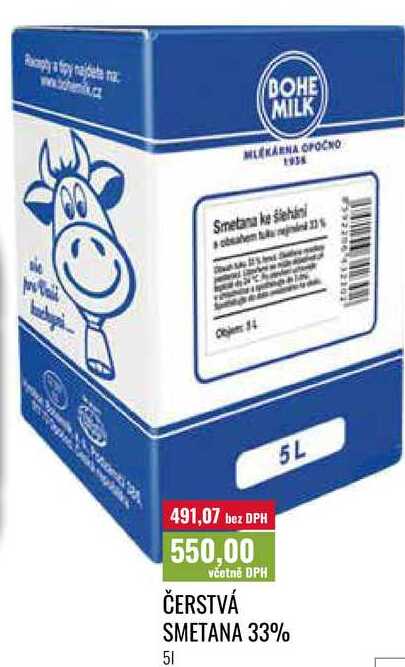 ČERSTVÁ SMETANA 33% 5l