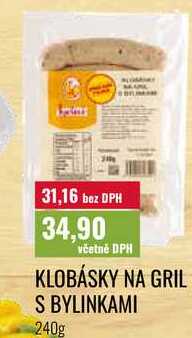 KLOBÁSKY NA GRIL S BYLINKAMI 240g 