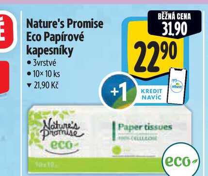 Nature's Promise Eco Papírové kapesníky 10x10 ks