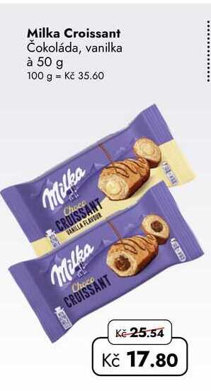 Milka Croissant Čokoláda, vanilka à 50 g