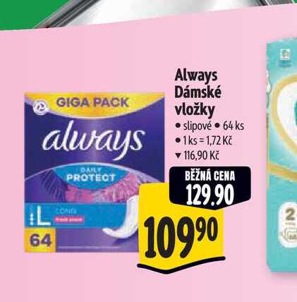   Always Dámské vložky slipové 64 ks 