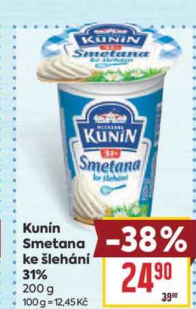 Kunín Smetana ke šlehání 31% 200 g