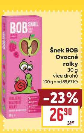 Šnek BOB Ovocné rolky 30 g