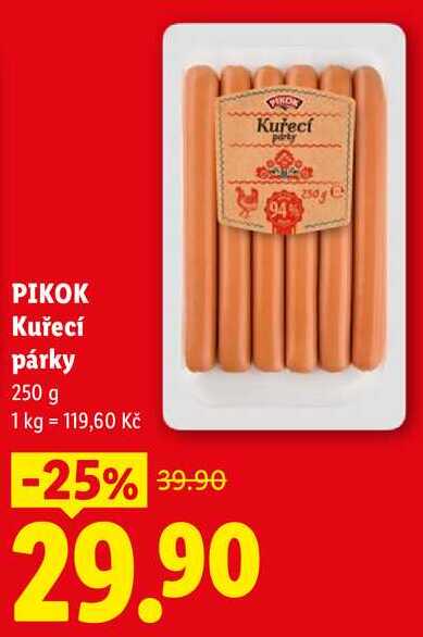 PIKOK Kuřecí párky, 250 g 