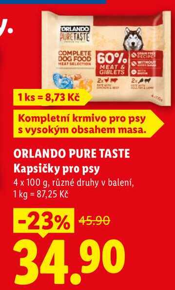 ORLANDO PURE TASTE Kapsičky pro psy, 4x 100 g