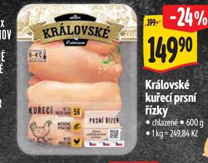 Královské kuřecí prsní řízky, 600 g