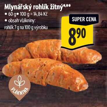 Mlynářský rohlík žitný, 60 g