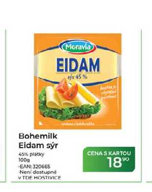 Bohemilk Eidam sýr 45% plátky 100g 
