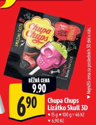 Chupa Chups Lízátko Skull 3D, 15 g