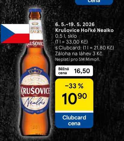 Krušovice Hořké Nealko, 0.5 1, sklo  