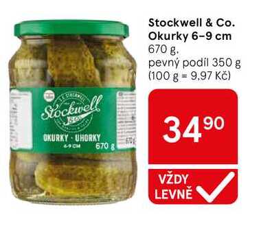 Stockwell & Co. Okurky 6-9 cm, 670 g. pevný podíl 350 g  