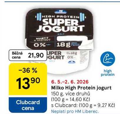 Milko High Protein jogurt, 150 g, více druhů 