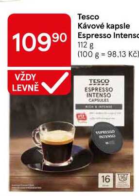 Tesco Kávové kapsle Espresso Intensc, 112 g  