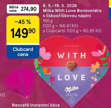 Milka With Love Bonboniéra s lískooříškovou náplní, 165 g 