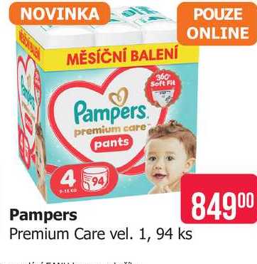 Pampers Premium Care vel. 1, 94 ks 