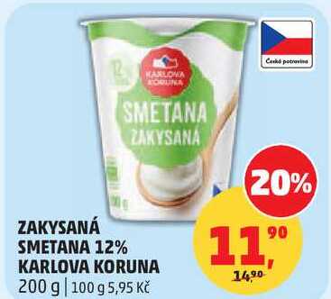 ZAKYSANÁ SMETANA 12% KARLOVA KORUNA, 200 g