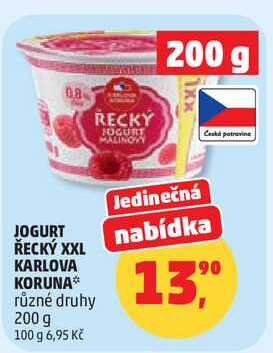 JOGURT ŘECKÝ XXL KARLOVA KORUNA různé druhy, 200 g 