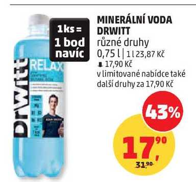 MINERÁLNÍ VODA DRWITT různé druhy, 0,75 l