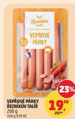 VEPŘOVÉ PÁRKY ŘEZNÍKŮV TALÍŘ, 200 g 