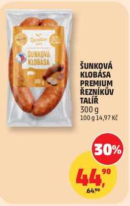 ŠUNKOVÁ KLOBÁSA PREMIUM ŘEZNÍKŮV TALÍŘ, 300 g  