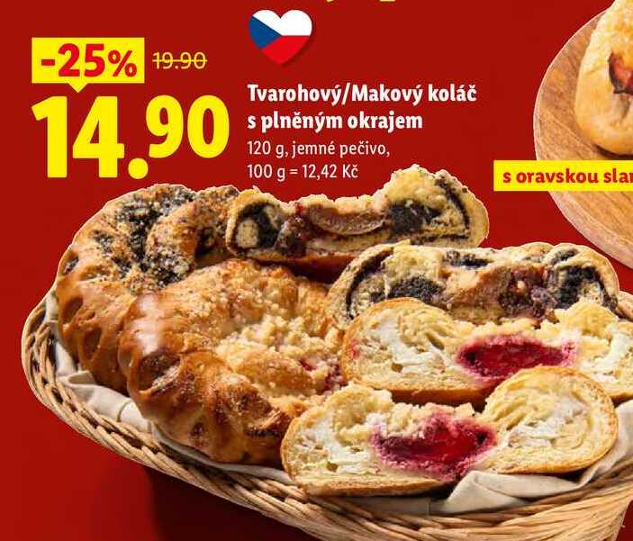 Tvarohový/Makový koláč s plněným okrajem, 120 g  