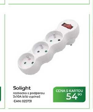Solight rozbocka s podporou 3x10A bílá vypínač