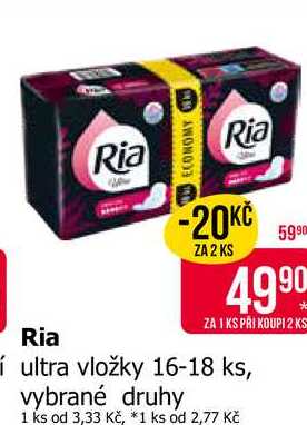 Ria ultra vložky 16-18 ks, vybrané druhy 