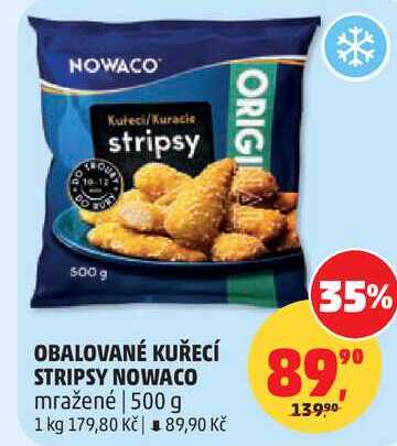 OBALOVANÉ KUŘECÍ STRIPSY NOWACO mražené, 500 g  