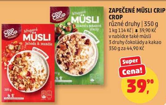 ZAPEČENÉ MÜSLI CRIP MÜSLI CROP různé druhy, 350 g 