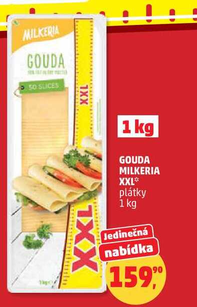 GOUDA MILKERIA XXL plátky, 1 kg 